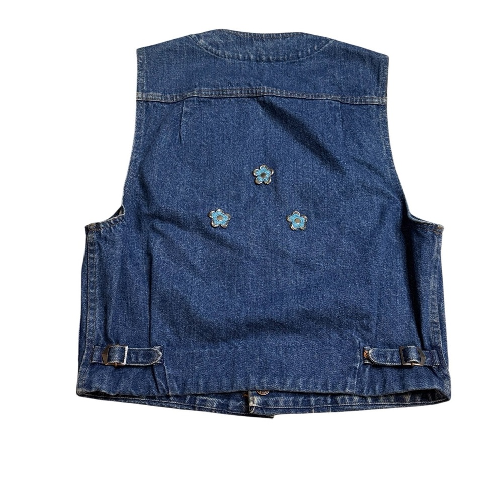 👖 Vintage Polo Ralph Lauren Denim Vest M Embroidered Flowers Y2K Western 🌼 - Picture 2 of 4